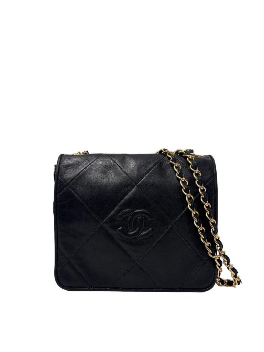 Chanel Lambskin Quilted Shoulder Bag Black